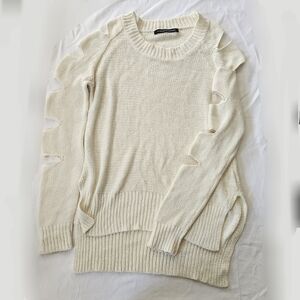 Foreign Exchange Ivory Knit Crewneck Sweater (size